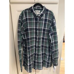 GOODTHREADS Mens XXL Tall‎ Green Plaid Slim Fit Long Sleeve Chambray Shirt NWT